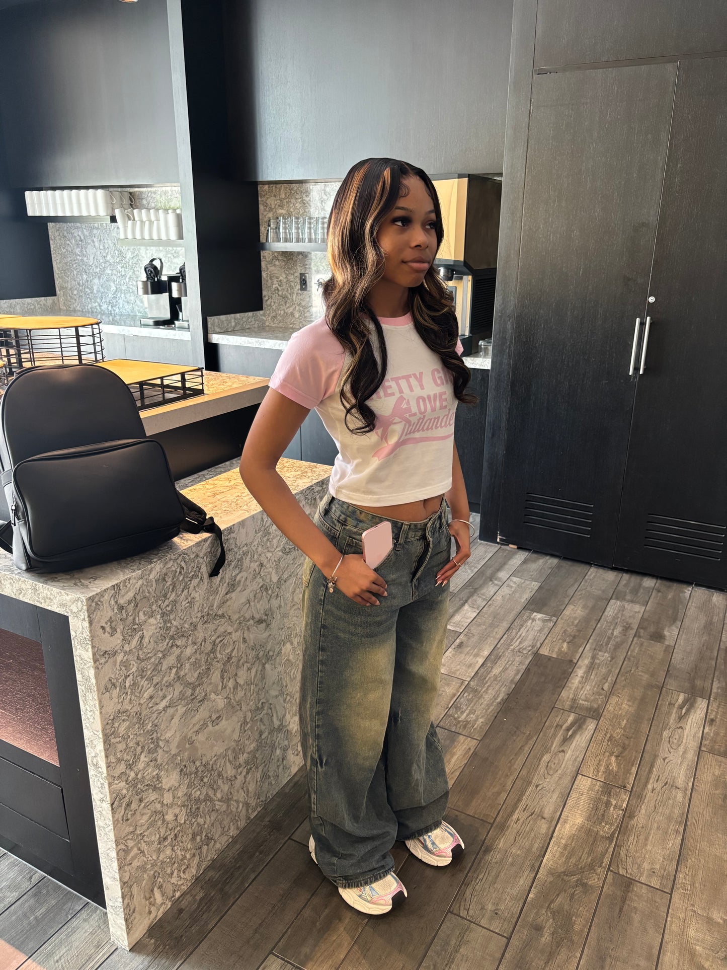 PRETTY GIRL FEMALE CROP TEE (PINK)
