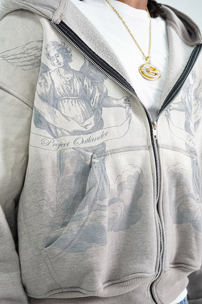 “GREY” Angel Statement Zip-Up