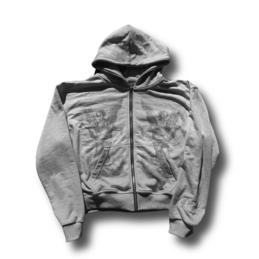 “GREY” Angel Statement Zip-Up